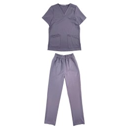 Manufacture of grey short-sleeved V-neck nurse clothes Design snap button neck wash clothes set Nurse clothes store SKU049 Manufacture of grey short-sleeved V-neck nurse clothes Design snap button neck wash clothes set Nurse clothes store SKU049